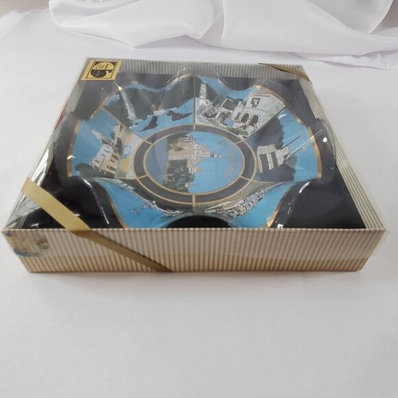 NIB VTG 1970s Walt Disney World Glass Fluted Edge Bowl Ashtray/Souvenir NOS - Picture 3 of 12